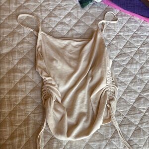 Chic Beige Ruched Tank Top